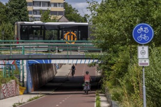 Cycle path to, from the university campus in Utrecht Science Park, Utrecht University,