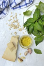 Ingredients for basil pesto, pesto alle genovese