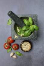 Ingredients for basil pesto, pesto alla genovese