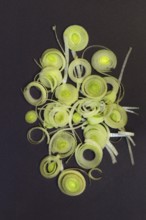 Leek, sliced leek stalk, leek rings, leeks