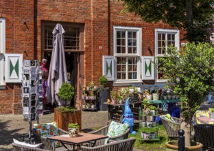 Catering, retail and typical, historic architecture in the Dutch Quarter in Potsdam, Brandenburg,