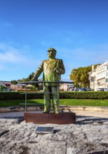 Bronze statue by the sea, tribute from the municipality of Cascais to King D. Carlos I, Cascai,