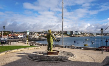 Bronze statue by the sea, tribute from the municipality of Cascais to King D. Carlos I, Cascai,