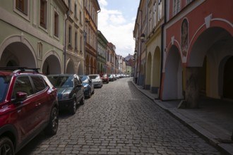 Unique arcades in Budweis South Bohemia, Czech Republic