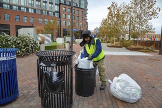 Washington, DC USA - 27 November 2025 - On Thanksgiving Day, a Hispanic worker is on the job