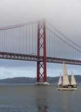 The Ponte 25 de Abril, 3.2 km long bridge in Portugal with a 2278 meter long suspension bridge