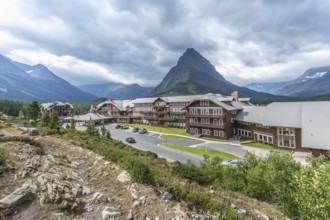 180828-034 Historic Many Glacier Hotel on at Grinnell Point in Glacier National Park in Montana,