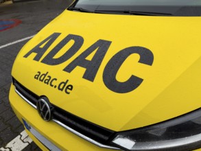 Large ADAC logo on car vehicle for roadside assistance, Germany