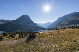 240905_080 Late afternoon sun over Hidden Lake along the Hidden Lake Trail from the Logan Pass