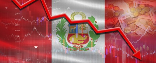 Peru Financial Crisis on Economic Graph. Financial Fall Peruvian on Economy Market