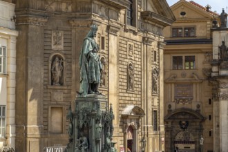 Monument of Emperor Charles IV in front of the Crucifixion Church in Prague Prague, Czech Republic