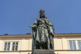 Monument to Emperor Charles IV on Crucifixion Square in Prague, Czech Republic