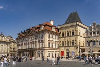 Goltz-Kinsky Palace and House Zur Steinernen Glocke on Old Town Square in Prague's Old Town,