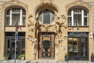 Art Nouveau portal in Prague, Czech Republic