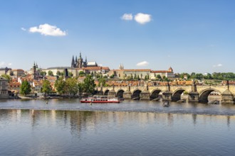 Vltava, Castle and Charles Bridge in Prague, Czech Republic