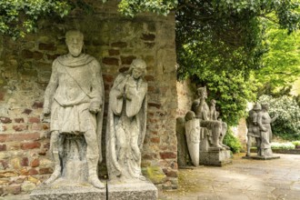 Statues of the Franconian-Salian emperors in the cathedral garden of Speyer, Rhineland-Palatinate,