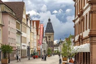 Alte Münze, Maximilianstraße and Altpörtel city gate in Speyer, Rhineland-Palatinate, Germany