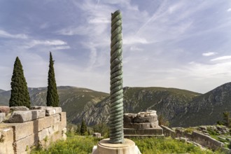 The Serpent Column, Delphi Archaeological Site, UNESCO World Heritage Site in Delphi, Greece