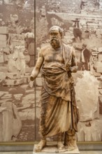 Statue of a philosopher in the Delphi Archaeological Museum, UNESCO World Heritage Site in Delphi,