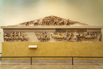 The friezes of the Siphnian Treasury in the Archaeological Museum of Delphi, UNESCO World Heritage