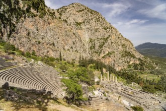 Delphi Theatre and Temple of Apollo, Delphi Archaeological Site, UNESCO World Heritage Site in