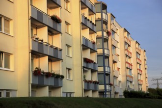 Rental apartments of the Weimar housing cooperative, prefabricated building, balconies, renovated,
