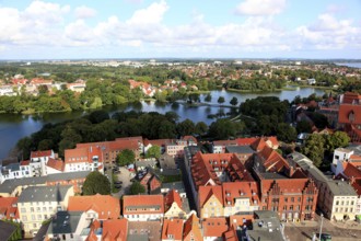 City panorama from above, Stralsund, Hanseatic City of Stralsund, Vorpommern-Rügen District,