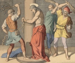 Biblical story, Jesus is scourged, the Roman flagellation was a painful and degrading procedure.