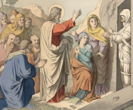Biblical story, raising of Lazarus, a biblical miracle, Jesus brings his friend Lazarus back to