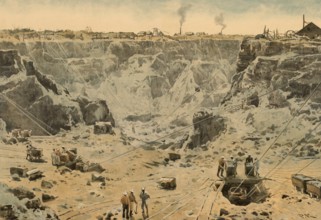 Diamond mine in Kimberley, South Africa, around 1900, based on a painting by Thomas Nelson,