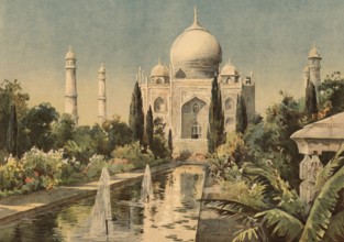 Taj Mahal in Agra, a world-famous tomb built in the 17th century by Grand Mogul Shah Jahan for his