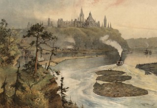 Parliament, House of Parliament building, Ottawa, Canada, around 1900, based on a painting by
