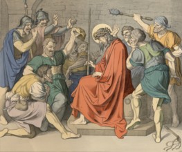 Biblical story, Jesus is crowned with thorns, crown of thorns, biblical episode in which Roman