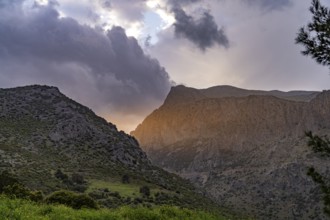 Sunset at Manikia Gorge on the island of Euboea or Evia, Greece