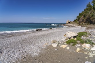 The beach in the village of Pili or Pelio, Euboea or Evia island, Greece