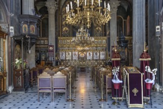 Interior of the church of St. Nicholas in the island capital Chalkida, island of Euboea or Evia,