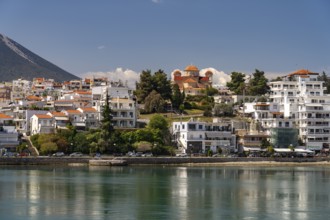 Euripos Canal and Kanithos, island capital Chalkida, island of Euboea or Evia, Greece