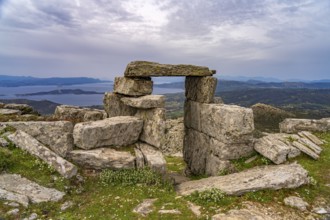 At the prehistoric Drakospita dragon houses on Mount Ochi near Styra, the island of Euboea or Evia,
