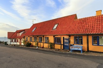 Characteristic half-timbered houses, Gudhjem, Bornholm, Baltic Sea, Denmark