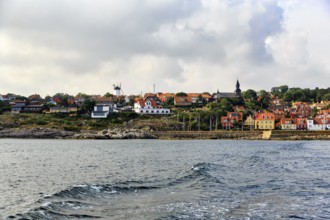 Port town of Gudhjem on the east coast of the Danish island of Bornholm, Baltic Sea, Denmark