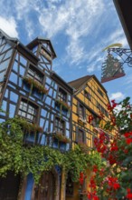Decorated half-timbered houses in the historic old town of Riquewihr, Ellsass