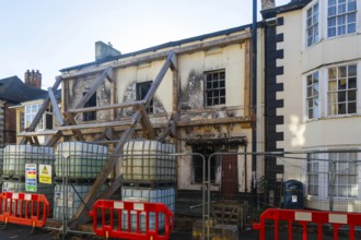 Former Devizes Kebab and Pizza House building badly damaged by fire, Northgate Street, Devizes,