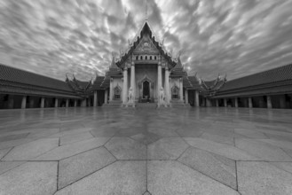Marble temple, made of Carrara marble, Wat Benchamabopit, back of Ubosot, Buddhist temple in the