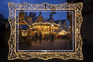 There is a large illuminated picture frame on the Römerberg in Frankfurt am Main, through which you