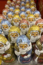 Display on the shelf of chocolate Santa Claus chocolate Santa Claus Santa Claus Santa Claus Santa