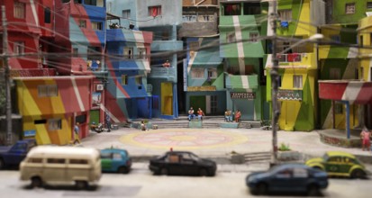 Interior view, replica of a favela, slum, Rio de Janeiro, Brazil, miniature illustration, Miniatur