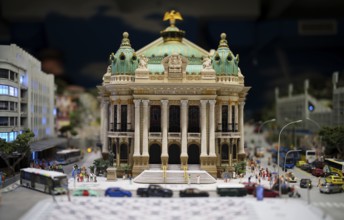 Interior photo, replica of the opera house, Théatro Municipial, Monaco, miniature illustration,