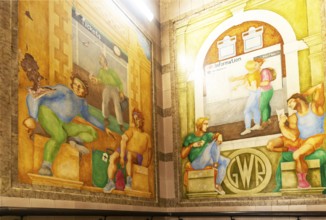 Stairwell mural, Exeter St Davids railway station, Exeter, Devon, England, UK by Bridget Green also