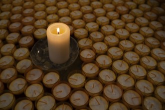 Interior photo, sacrificial candles, main evangelical church of St. Michaelis, Michel for short,