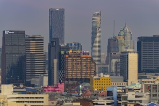 Panorama of Golden Mount, Bangkok skyline, Thailand